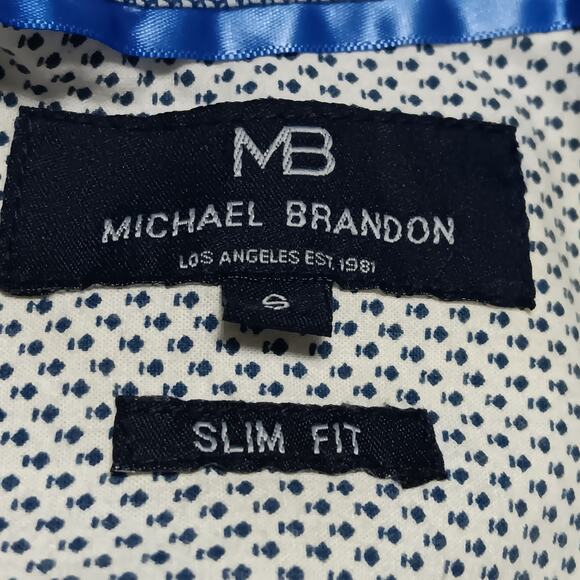 Michael Brandon Los Angeles Button Down Shirt Size Small Blue and White - Picture 7 of 10